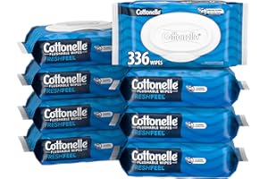 Cottonelle Fresh Feel Flushable Wet Wipes, Adult Wet Wipes, 8 Flip-Top Packs, 42 Wipes Per Pack (336 Total Wipes), Packaging 