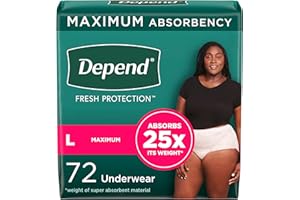 Depend Fresh Protection Adult Incontinence & Postpartum Bladder Leak Underwear for Women, Disposable, Maximum, Large, Blush, 