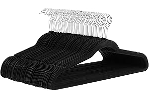 Amazon Basics Slim, Velvet, Non-Slip Suit Clothes Hangers, Pack of 50, Black