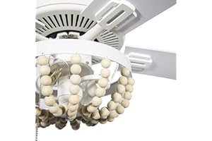 RIVER OF GOODS Coastal 52 Inch Wooden Bead LED Ceiling Fan, Cream