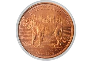 Ice Age Cave Lion 1 oz Pure .999 Copper Round Bullion Coin in Capsule - COA by Heavenly Metals