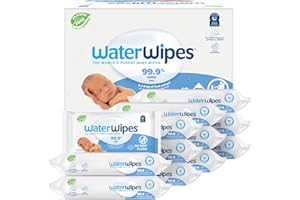 WaterWipes Plastic-Free Original Baby Wipes, 99.9% Water Based Wipes, Unscented & Hypoallergenic for Sensitive Skin, 60 Count