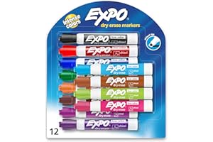 EXPO Low Odor Dry Erase Markers, Chisel Tip, Assorted Colors, 12 Count