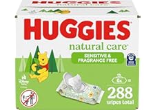 Sensitive Baby Wipes, Huggies Natural Care Baby Diaper Wipes, Unscented, Hypoallergenic, 6 Flip-Top Packs (288 Wipes Total)