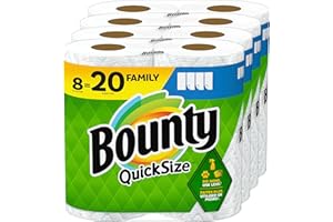 Bounty Quick Size Paper Towels, White, 8 Family Rolls = 20 Regular Rolls