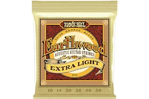 Ernie Ball Earthwood Extra Light 80/20 Bronze Acoustic Guitar Strings, 10-50 Gauge (P02006)