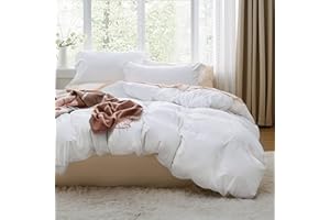 Bedsure White Duvet Cover Queen Size - 3 Pieces Prewashed Extra Soft Bedding Set, Includes 1 Duvet Cover 90x90 Inches with Zi