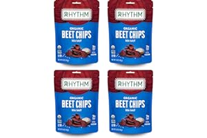 Rhythm Superfoods Cripsy Beet Chips, Salted, Organic and Non-GMO, Vegan/Gluten-Free Superfood Snacks, 1.4 Oz (Pack of 4)