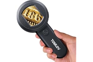 TOMLOV P10 Microscope for Adults Kids, Handheld Coin Magnifier with Light for Error Coins, Portable Trichome Magnifying Glass