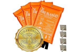 Supa Ant Emergency Fire Blanket for Home and Kitchen - 4 Pack 1500F High Visibility (Glow in The Dark) Smother Kitchen Fire B