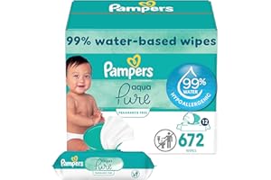 Pampers Aqua Pure Sensitive Baby Wipes, 99% Water, Hypoallergenic, Unscented, 12 Flip-Top Packs (672 Wipes Total)