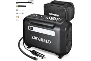 ROCGORLD R7 Tire Inflator Portable Air Compressor, 12V DC Car Tire Air Pump with Auto Shut-Off Function, 150 PSI 3X Faster In