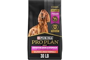 Purina Pro Plan Sensitive Skin and Stomach Dog Food Dry, Adult Salmon & Rice Formula, Digestive Health - 30 lb. Bag