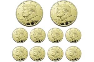 10 Pack 2020 Donald Trump Gold Plated Coins with Stands, President Eagle Seal Commemorative Gift