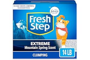 Fresh Step Extreme Clumping Litter With Febreze Freshness, Mountain Spring Scent Clumping Cat Litter With Guaranteed Odor Con