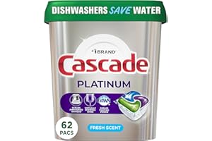 Cascade Platinum Dishwasher Pods, Dishwasher Detergent, Actionpacs, Fresh, 62 Count