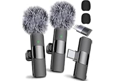 Mini Mic Pro Wireless Microphone for iPhone, iPad, Android, Lavalier Microphone for Video Recording - 2 Pack iPhone Mic Cryst