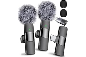 Mini Mic Pro Wireless Microphone for iPhone, iPad, Android, Lavalier Microphone for Video Recording - 2 Pack iPhone Mic Cryst