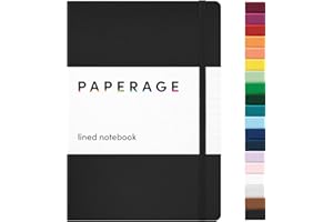 PAPERAGE Lined Journal Notebook, (Black), 160 Pages, Medium 5.6 inches x 8 inches - 100 GSM Thick Paper, Hardcover