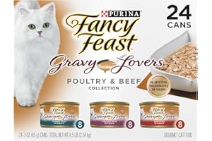 Purina Fancy Feast Gravy Lovers Poultry and Beef Grilled Gourmet Wet Cat Food Variety Pack - (Pack of 24) 3 oz. Cans