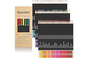 Soucolor 72-Color Colored Pencils for Adult Coloring Books, Back to School Supplies, Soft Core Artist Sketching Drawing Penci