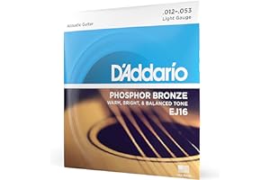 D'Addario Guitar Strings - Phosphor Bronze Acoustic Guitar Strings - EJ16 - Rich, Full Tonal Spectrum - For 6 String Guitars 