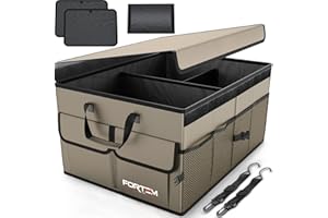 FORTEM Car Trunk Organizer, Collapsible Multi Compartment Car Organizer, Foldable SUV Storage for Car Accessories for Women M