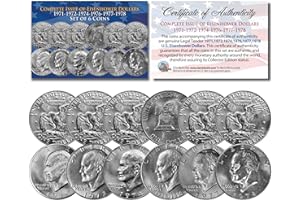 Eisenhower IKE Dollars 6-Coin Set Complete Set of All Years 1971-1978 with Capsules and Certificate