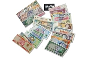 IMPACTO COLECCIONABLES Foreign Currency Collection - 25 Different World Currency Banknotes - Collectible Currency Foreign - O