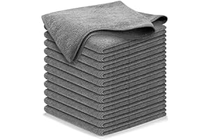 USANOOKS Microfiber Cleaning Cloth Grey - 12 Pcs (12.5"x12.5") - High Performance - 1200 Washes, Ultra Absorbent Microfiber T