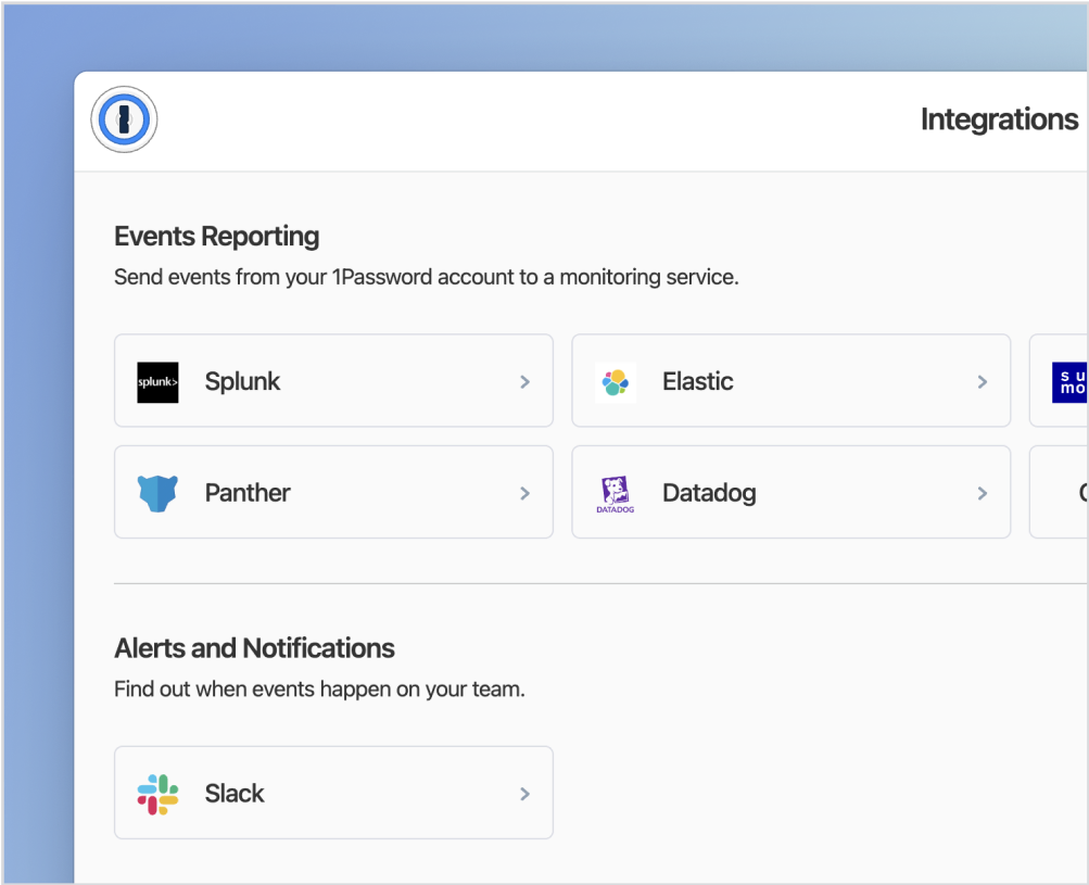 1Password monitoring service integrations