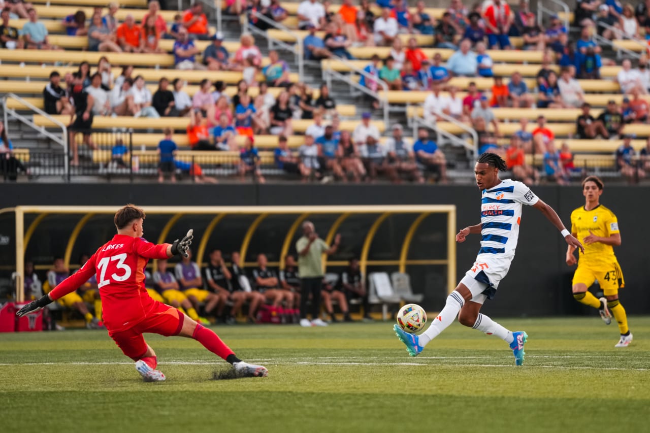 HIGHLAND HEIGHTS, KENTUCKY - SEPTEMBER 15: FC Cincinnati 2 against Columbus Crew 2 on September 15, 2024 at Scudamore Field at Northern Kentucky University in Highland Heights, Kentucky.