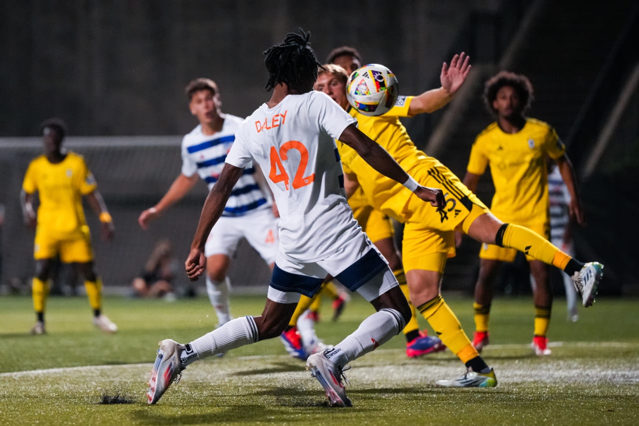 HIGHLAND HEIGHTS, KENTUCKY - SEPTEMBER 15: FC Cincinnati 2 against Columbus Crew 2 on September 15, 2024 at Scudamore Field at Northern Kentucky University in Highland Heights, Kentucky.