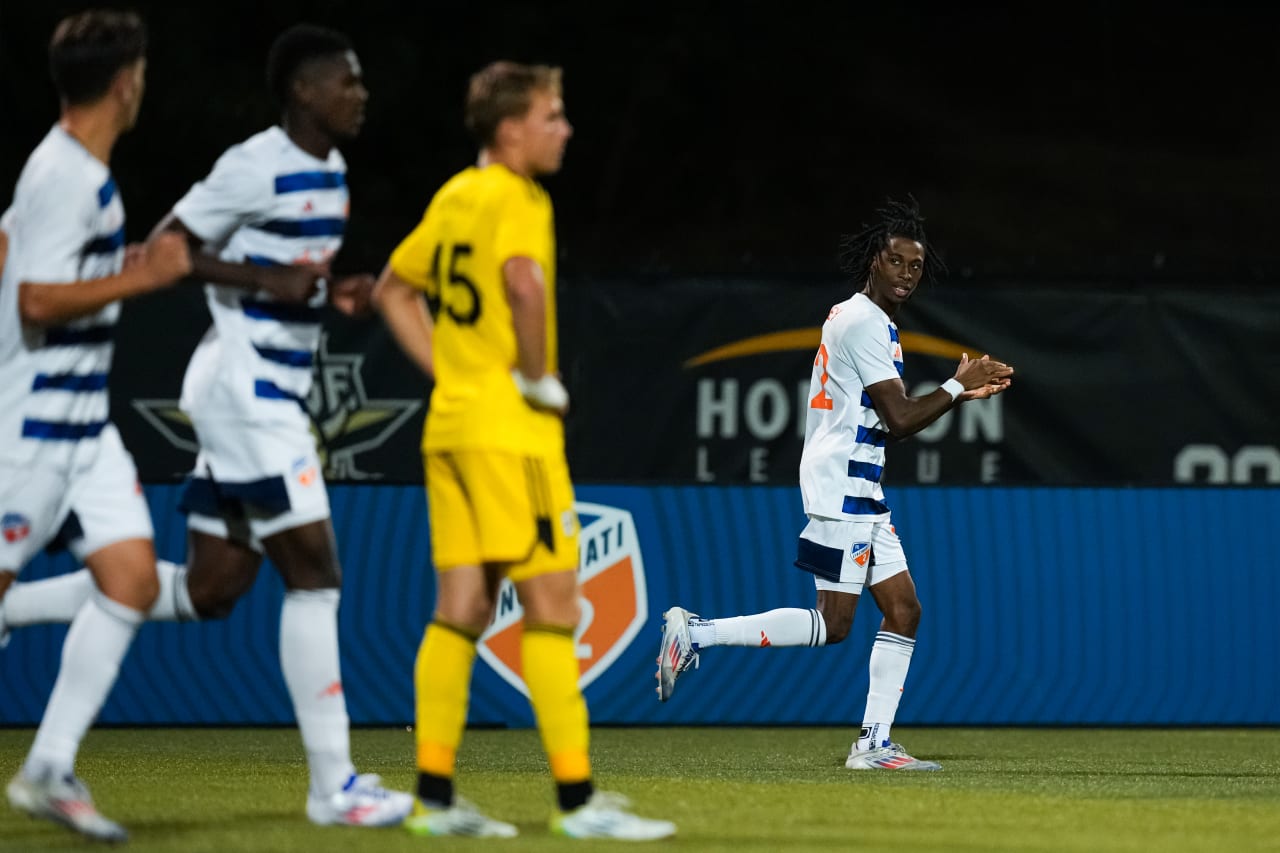 HIGHLAND HEIGHTS, KENTUCKY - SEPTEMBER 15: FC Cincinnati 2 against Columbus Crew 2 on September 15, 2024 at Scudamore Field at Northern Kentucky University in Highland Heights, Kentucky.