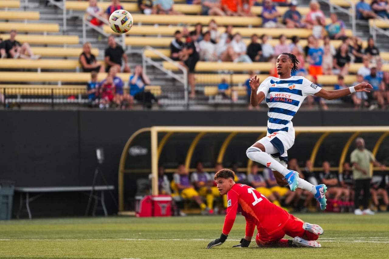 HIGHLAND HEIGHTS, KENTUCKY - SEPTEMBER 15: FC Cincinnati 2 against Columbus Crew 2 on September 15, 2024 at Scudamore Field at Northern Kentucky University in Highland Heights, Kentucky.