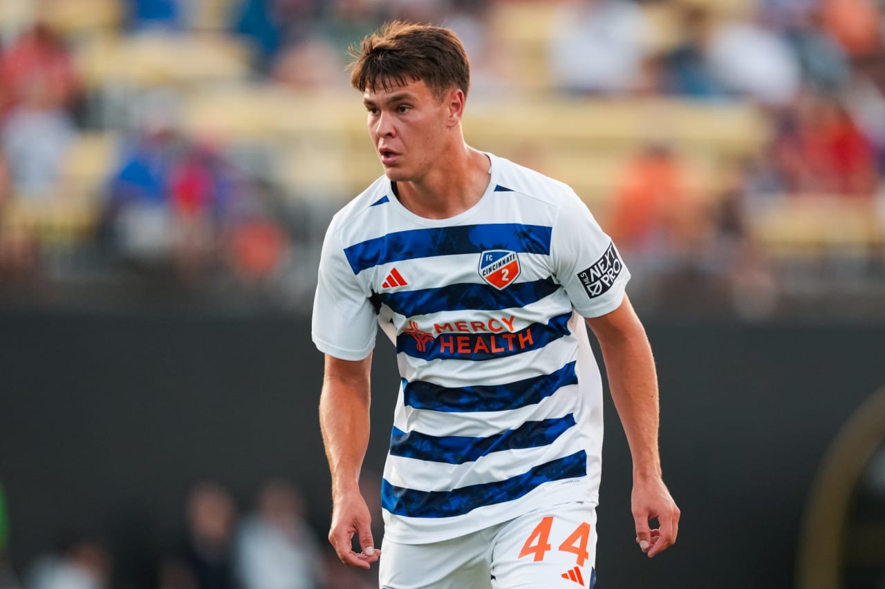 HIGHLAND HEIGHTS, KENTUCKY - SEPTEMBER 15: FC Cincinnati 2 against Columbus Crew 2 on September 15, 2024 at Scudamore Field at Northern Kentucky University in Highland Heights, Kentucky.