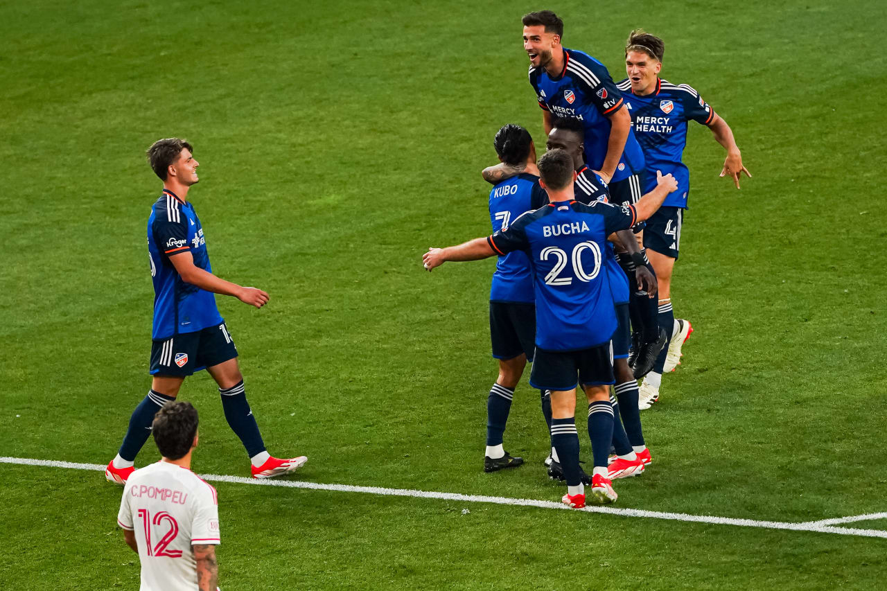 CINCINNATI, OHIO - MAY 18: FC Cincinnati against St. Louis City SC on May 18, 2024 at TQL Stadium in Cincinnati, Ohio.