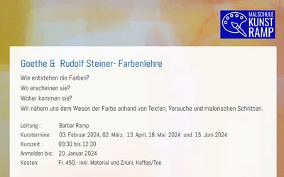 Goethe &  Rudolf Steiner- Farbenlehre / / Atelier Malschule und Kunst Barbara Ramp / Pratteln / Liestal / Basel