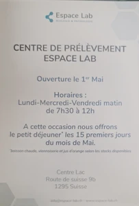 Ouverture centre de prélèvements Espace Lab  à Mies