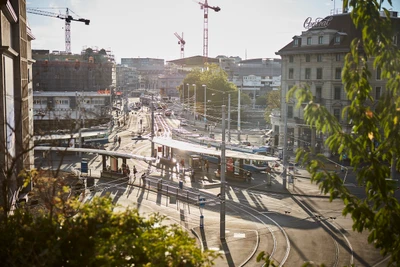 Katholisch Stadt Zürich Blick von Kirche Liebfrauen ans Central