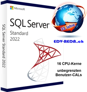 Microsoft SQL Server 2022 Standard 16 CPU unbegrenzten Benutzer-CALs CHF 2'795.00