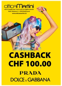 NUOVI OCCHIALI DA SOLE? CASH BACK CHF. 100.00