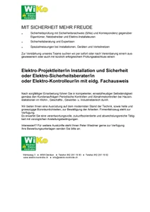 Wir suchen Elektro-Sicherheitsberater mit eidg. FA