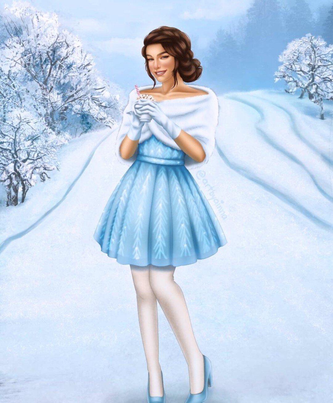 It might be the middle of summer, but that won't stop us from showing off this gorgeous winter wonderland art of Hana Lee from The Royal Romance! ❄️ This work was drawn by @artbyainna and commissioned by @nyyankeesfan79. Thanks for sharing! 🎨
.
.
.
