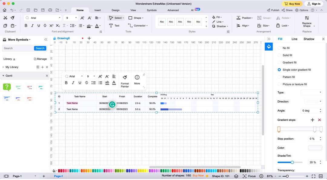 edrawmax edit gantt chart