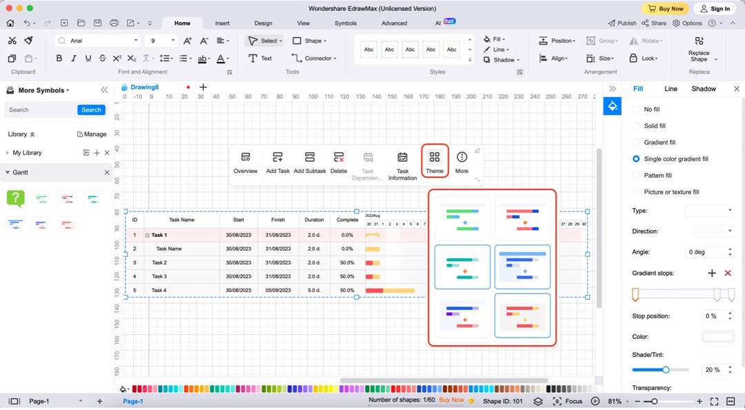 edrawmax gantt chart themes