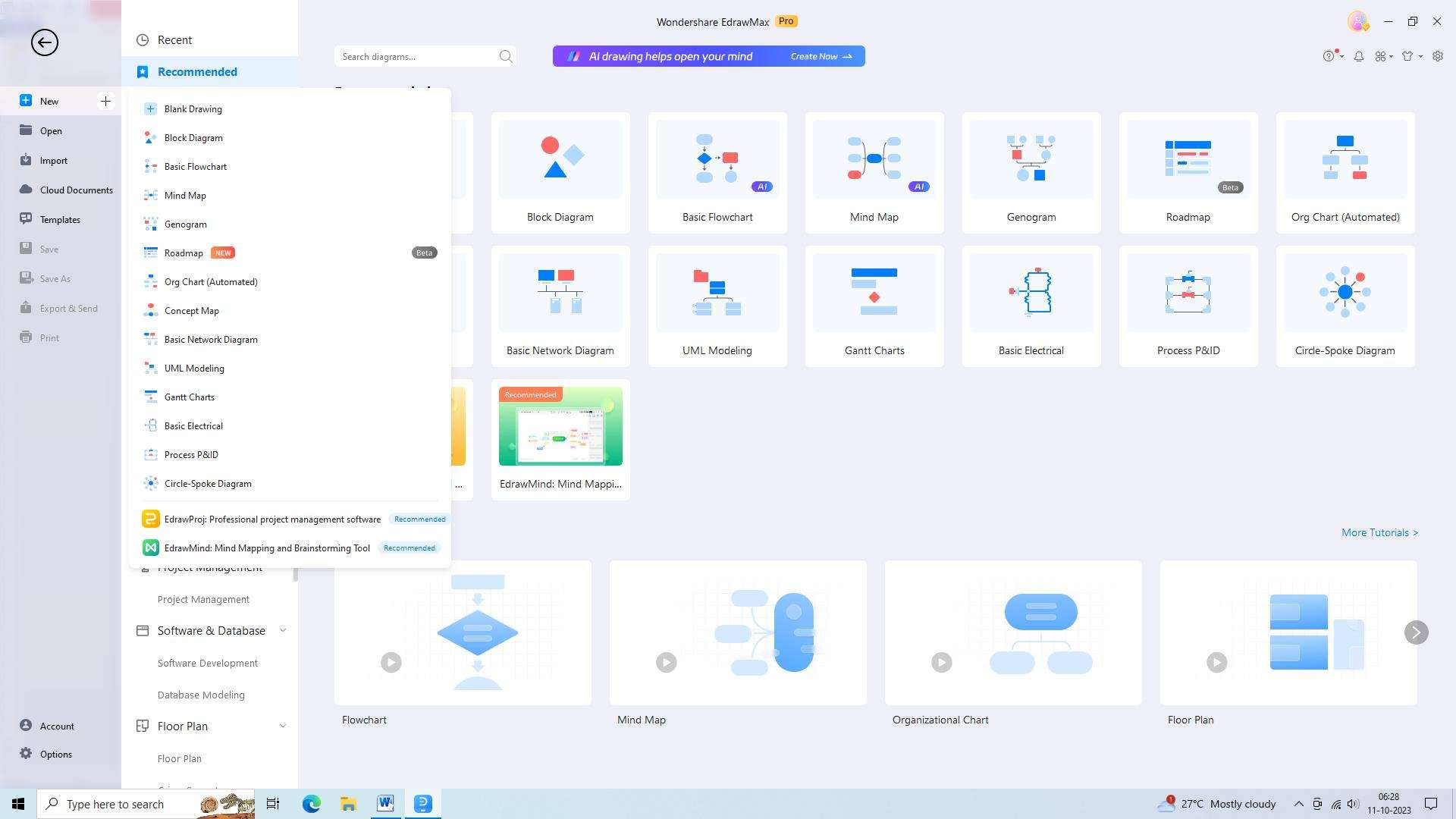 opening a new document in EdrawMax