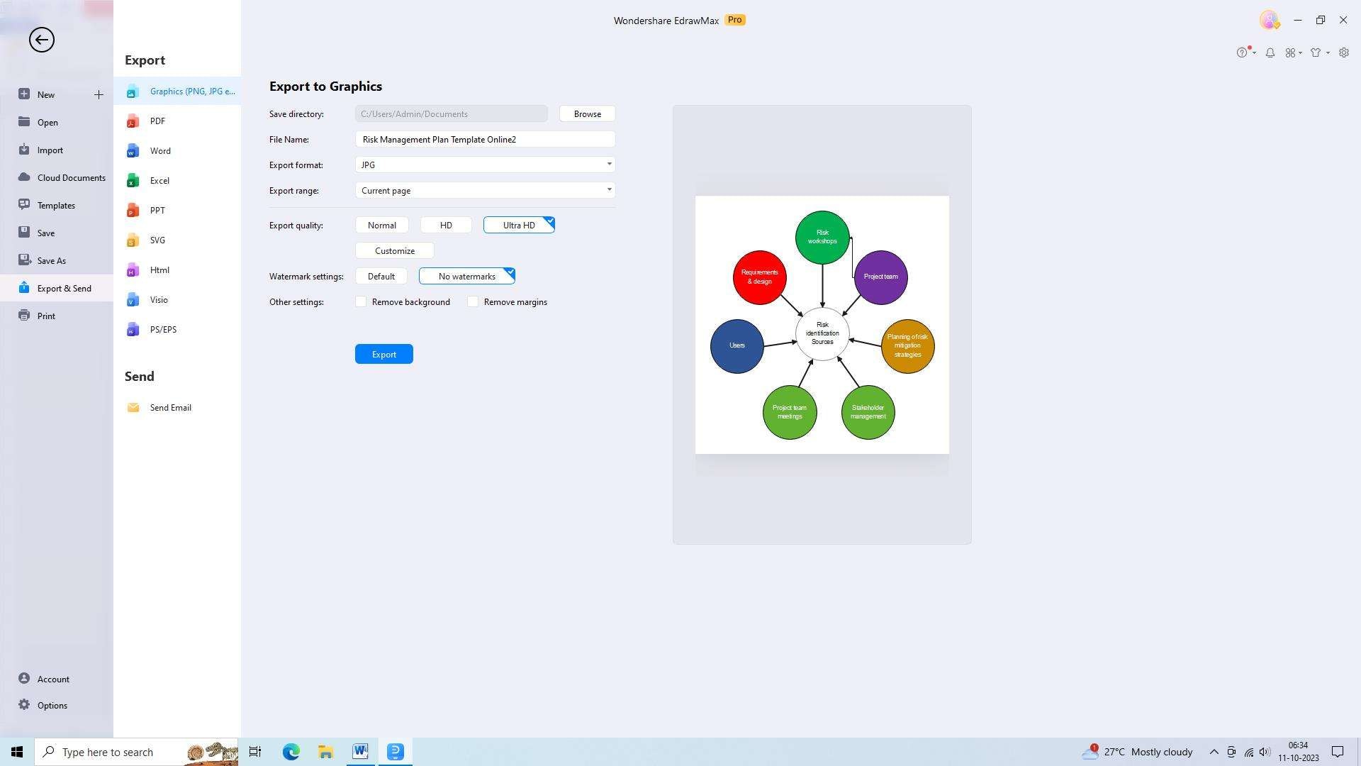 exporting in edrawmax