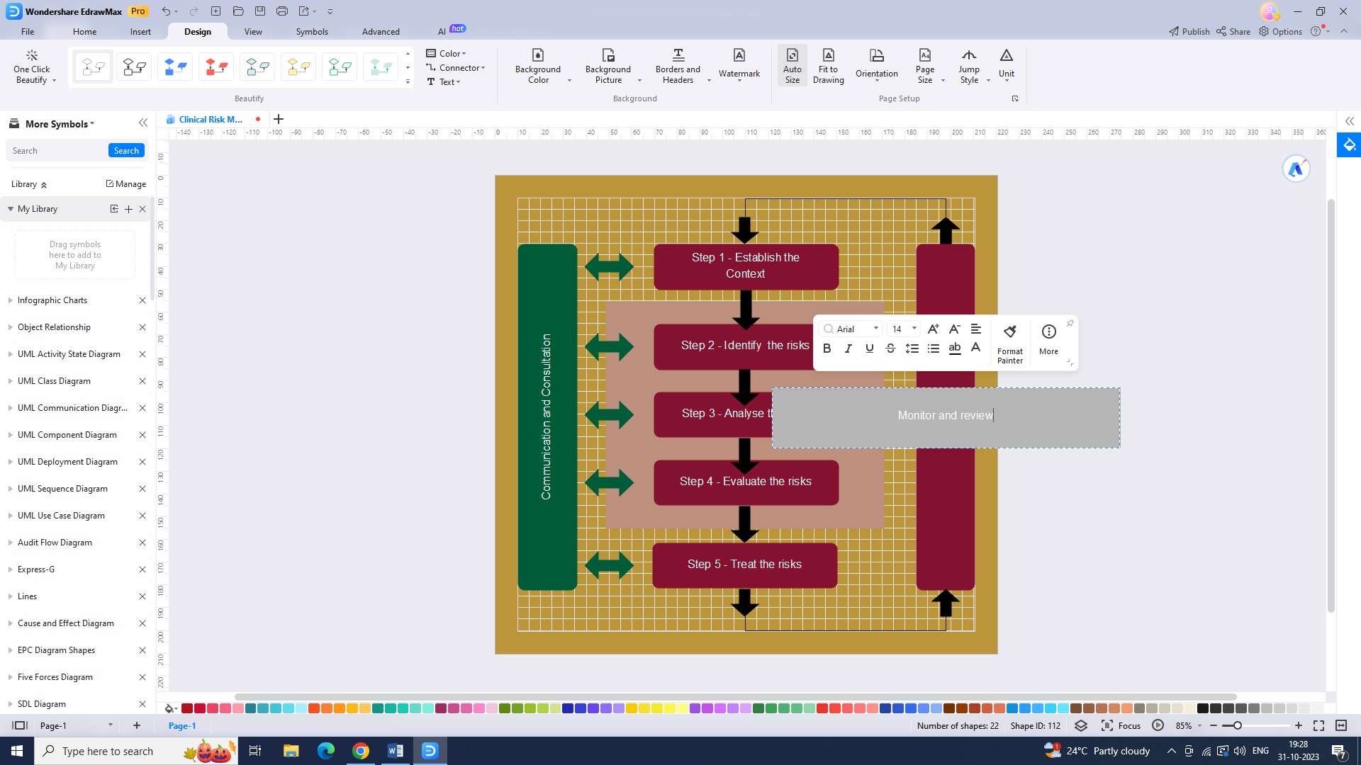 adding text to the flowchart