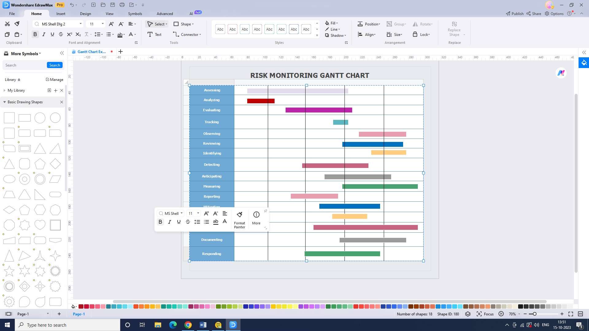 adding tasks to the chart